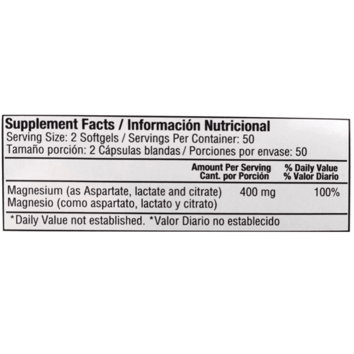 SUPER MAGNESIO 400 mg, 100 Softgels - Imagen 2
